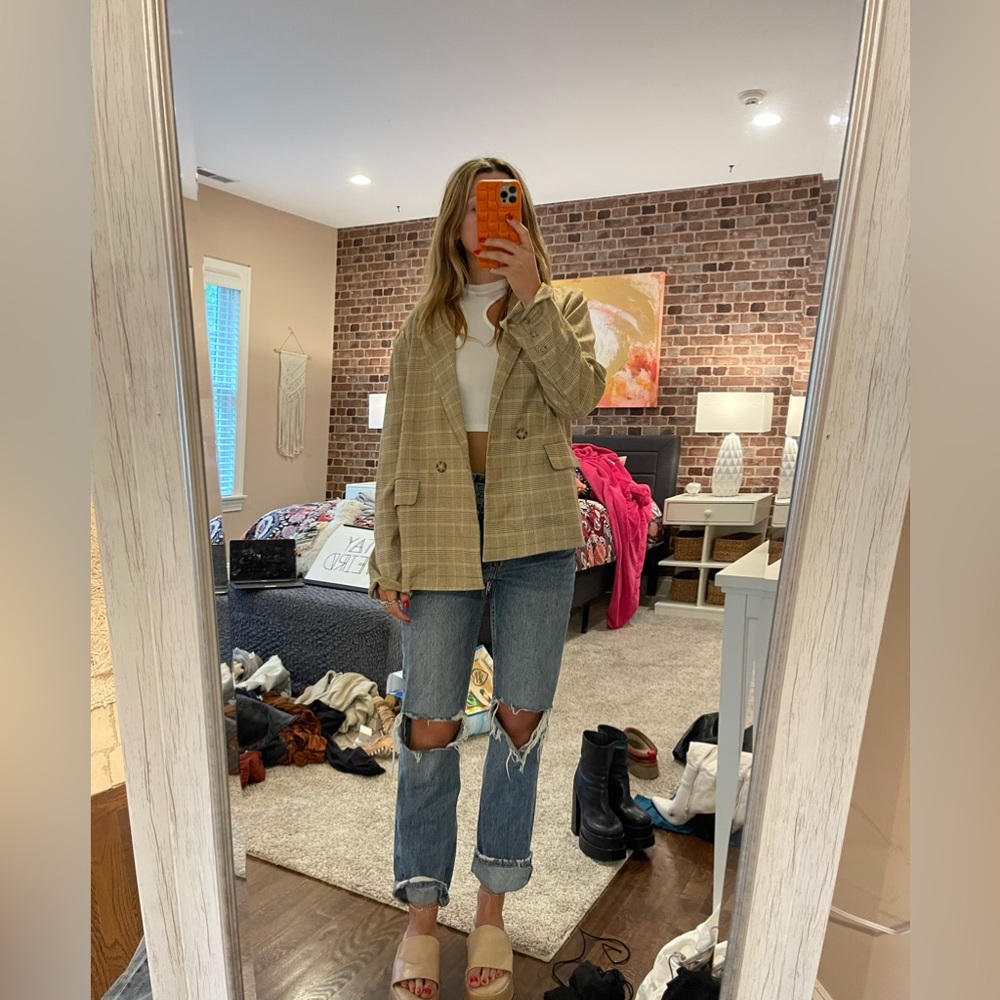 WHOLE OUTFIT(including shoes) top shop jeans and plaid blazer